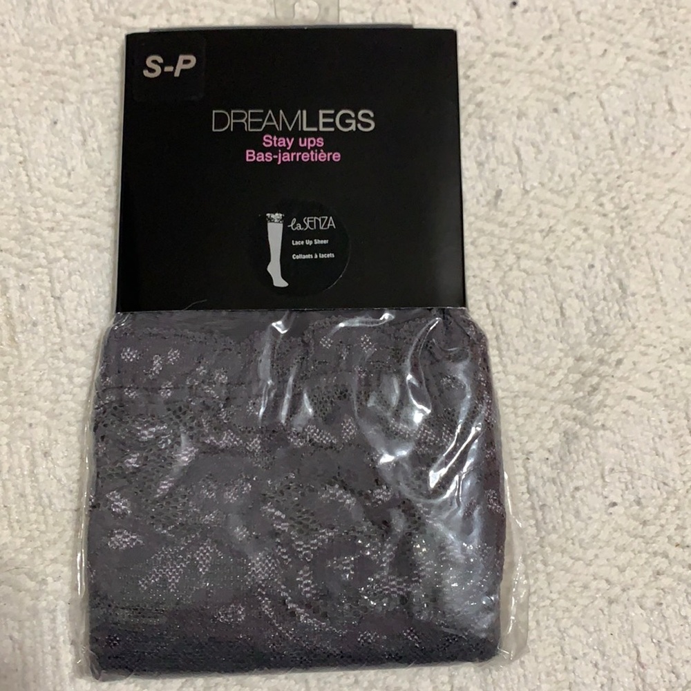 La SENZA DreamLegs Lace Stay Ups in Charcoal Gray